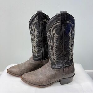 Tony Lama Mens 9.5 Leather Western Cowboy Boots Made in USA Black Grey